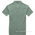 Green Checked Mens Shirt with Short Sleeves